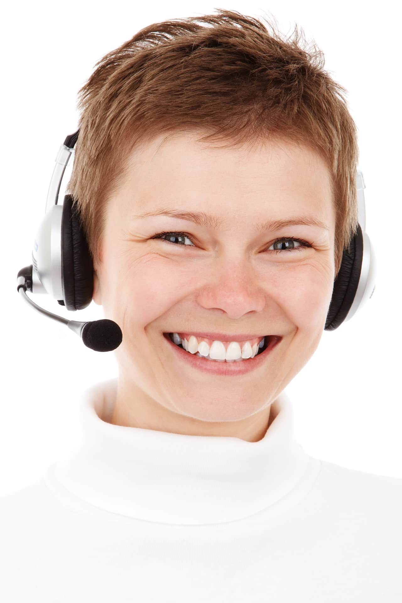 customer service agent smiling